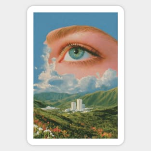 Eye In The Sky Collage Art Sticker